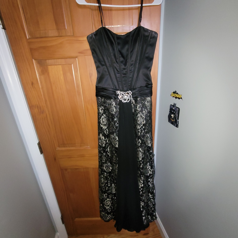 Camille La Vie Black and Silver Floral Dress